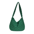 Borsa tote trapuntata verde scuro con cuciture a rombi e finitura in nylon - Verde