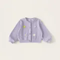 Toddler girl lavender purple knit cardigan with colorful handmade floral decorations - Tops / Purple (CY26204) / 80