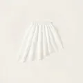 Girl's white asymmetric tiered skirt with floral lace trim and elastic waist - 110 / White Lace Skirt Only (Without Top)
