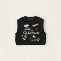 Classic black knitted vest for boys with Chill Time and BOBO embroidery patterns - 130 / Black (CY86087)