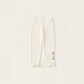 Leggings in maglia a coste beige per bambina con ricamo di ciliegie e bordi a volant - 80 / Beige