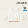 Kinder UPF 50+ kühlende Sonnenjacke in Weiß mit bunten Besätzen und Kapuze - Weiß / 80