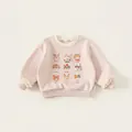 Pink toddler sweatshirt with lace cuffs and cute cartoon animal prints for spring - Top (CY26102) / Pink / 80