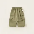 Pantalon cargo classique vert armée pour garçon avec taille élastique et poches latérales - Vert / 80
