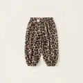 Kids' leopard print joggers with elastic waist and cuffed ankles in khaki cotton fabric - 100 / Leopard Print