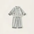 Ensemble polo gris pour petit garçon avec broderie d'ours et revers à carreaux - 80 / Gris Chiné