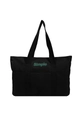 Minimalist black canvas tote bag with green Simple print and durable shoulder straps - Black