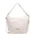 Borsa a spalla chic in peluche bianco crema con etichetta in pelle moda per l'inverno - Bianco Elegante