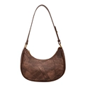Braune Retro-Hobo-Tasche mit Vintage-Textur und dunkelbraunem Lederriemen für Damen - Braun
