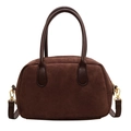 Borsa a tracolla minimalista in pelle scamosciata marrone scuro per donna - Marrone