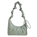 Chique lichtgroene hobo tas van PU-leer met geplooide handgreep en trekkoorddetail - Groen