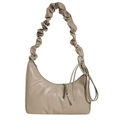 Sac hobo beige minimaliste avec bandoulière froncée et finition en cuir PU lisse - Khaki