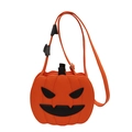 Orange Halloween pumpkin crossbody bag with black bat charms and textured PU leather - Orange Angry