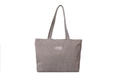 Gray corduroy tote bag with vertical texture and Fashion patch for daily commute - Light Gray (Without Small Bag)