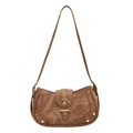Borsa hobo marrone effetto vintage con borchie dorate e dettaglio fibbia chic - Marrone Giallastro