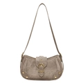 Borsa a tracolla minimalista in PU talpa con fibbia ad anello dorata e borchie tonde - Grigio