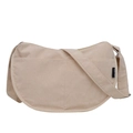Borsa a tracolla in velluto a coste beige per donna con tracolla regolabile - Stile base con tasca frontale / Cachi