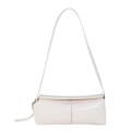Schicke hellbeige PU-Schultertasche mit Vertikalnaht und goldener Metallschnalle - Cremeweiß