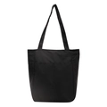 Minimalistische schwarze Nylon-Tragetasche mit zwei Fronttaschen und langen Trägern - Schwarz