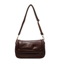 Bolso bandolera minimalista de cuero PU marrón con herrajes dorados y correa ajustable - café