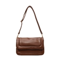 Bolso bandolera de cuero PU marrón oscuro con textura plisada y correa ajustable - Marrón
