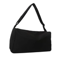 Borsa tote minimalista in nylon nero con tracolla larga, design spazioso per donna - Nero