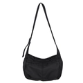 Borsa a tracolla minimalista in nylon nero con tessuto impermeabile e tracolla - Nero