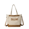Canvas-Tasche in Kontrastfarben mit SUN-Logo, Tragegriff und Umhängeriemen - Khaki (9387)