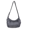 Borsa a tracolla grigia in nylon a mezzaluna con tracolla larga e trama ripstop - Grigio