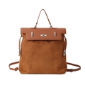 Schicke Handtasche aus braunem PU und Wildleder mit silbernem Drehverschluss und Griff - Braun