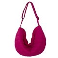 Bolso de hombro acolchado de nailon fucsia en forma de luna con correa ajustable - Rosa Rojo