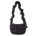 Schwarze gesteppte Puffer Hobo Tasche mit modischem Scrunchie Schultergurt Design - Schwarz