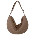 Bolso bandolera de nailon acolchado caqui en forma de media luna con correa ancha - Caqui
