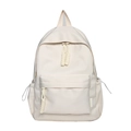 Chique beige nylon rugzak met geweven touwritsen en voorvak voor vrouwen - Groot / Wit