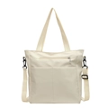 Sac fourre-tout imperméable crème en nylon avec bandoulière et poche zippée devant - Blanc Cassé