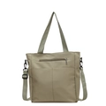 Sac fourre-tout beige en nylon imperméable avec bandoulière réglable et multi-poches - Vert
