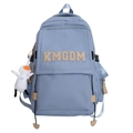 Zaino in nylon celeste con toppa KMGDM e simpatico ciondolo a forma di anatroccolo - Blu