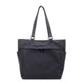 Sac fourre-tout minimaliste en toile gris foncé avec poches latérales et étiquette - Brun Foncé