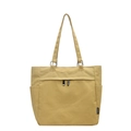 Sac fourre-tout minimaliste en toile jaune kaki avec fermeture éclair et poches - Khaki