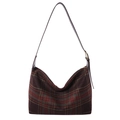 Minimalistische Hobo-Schultertasche aus klassischem Wollstoff mit Karomuster - Rotes Karomuster