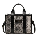Schicke Tote Bag mit Schlangenmuster, schwarzen Griffen und verstellbarem Riemen - Grau