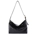 Minimalistische schwarze Hobo-Tasche aus plissche aus plissiertem PU-Leder mit Riemen - Schwarz