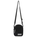 Minimalistische schwarze Cord-Umhängetasche mit Fashion-Logo und Nylonriemen - Schwarz