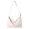 Chic cream white PU leather tote bag for women with golden zipper and adjustable strap - Off-white