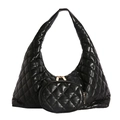Chic black quilted crossbody bag in crescent shape with mini pouch and gold hardware - Black