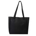Minimalist black PU leather tote bag with long handles in a classic vertical design - Black without Charm