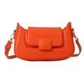 Chic orange PU leather crossbody bag with square buckle and gold hardware - Orange
