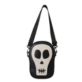 Bolso bandolera con forma de calavera en cuero PU blanco y negro con correa ajustable - Negro