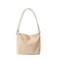 Chic beige suede crossbody bag with minimalist Onwards and Upwards embroidery - Khaki