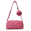 Pink minimalist crossbody bag set with a small round pouch and adjustable strap - Rose Pink